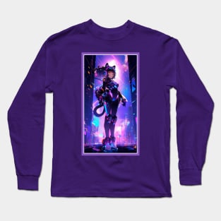 Anime Sci-Fi Cat Girl | Quality Anime Girl Artwork | Manga Girl Anime Art Long Sleeve T-Shirt